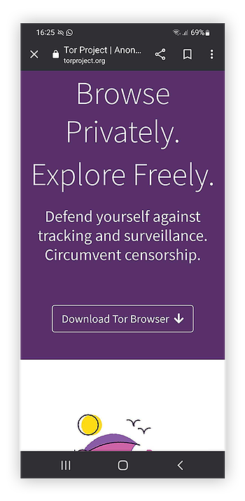 Загрузка Tor со страницы загрузки Tor Browser